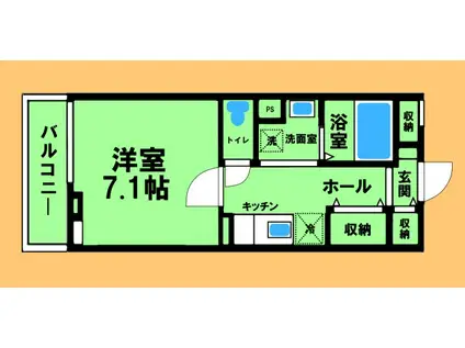 ニューインサイド(1K/3階)の間取り写真