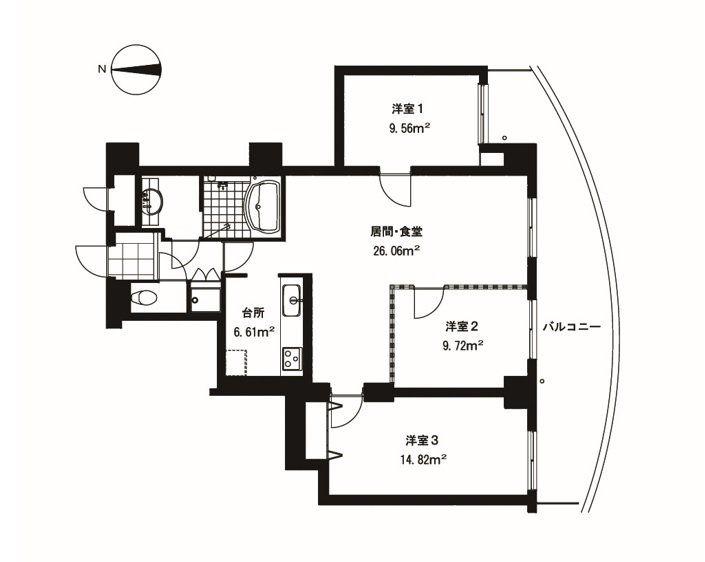 シルクヴェール城乾(3LDK/5階)の間取り写真