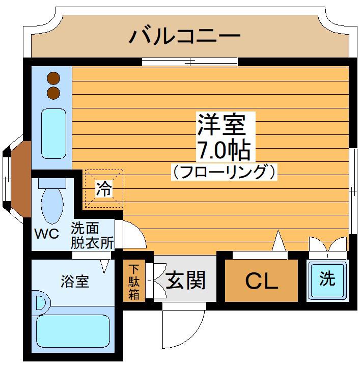 グラースビ若林(ワンルーム/2階)の間取り写真