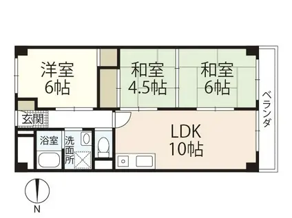 城北マンション(3LDK/3階)の間取り写真