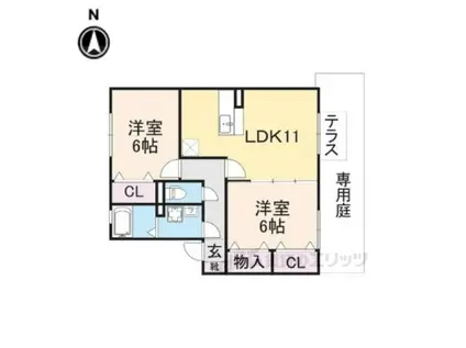 パセオ真美D棟(2LDK/1階)の間取り写真