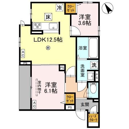 阪神本線 甲子園駅 徒歩9分 3階建 築1年(2LDK/1階)の間取り写真
