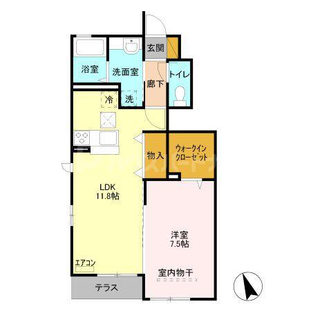 フォンテーヌ(1LDK/1階)の間取り写真