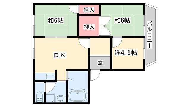 ユートピアエイト(2DK/2階)の間取り写真