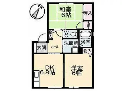 フレサリアB棟(2DK/1階)の間取り写真