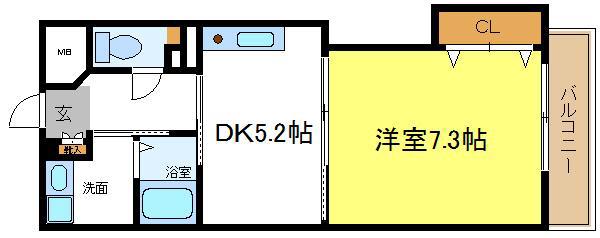 グラシア(1DK/3階)の間取り写真