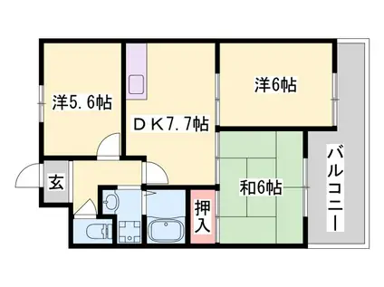 ロイヤルコーポ東雲(3DK/4階)の間取り写真