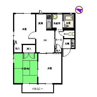 フレグランスピュア(3K/1階)の間取り写真