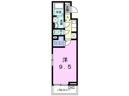 カーサ・プリート(1K/3階)の間取り写真