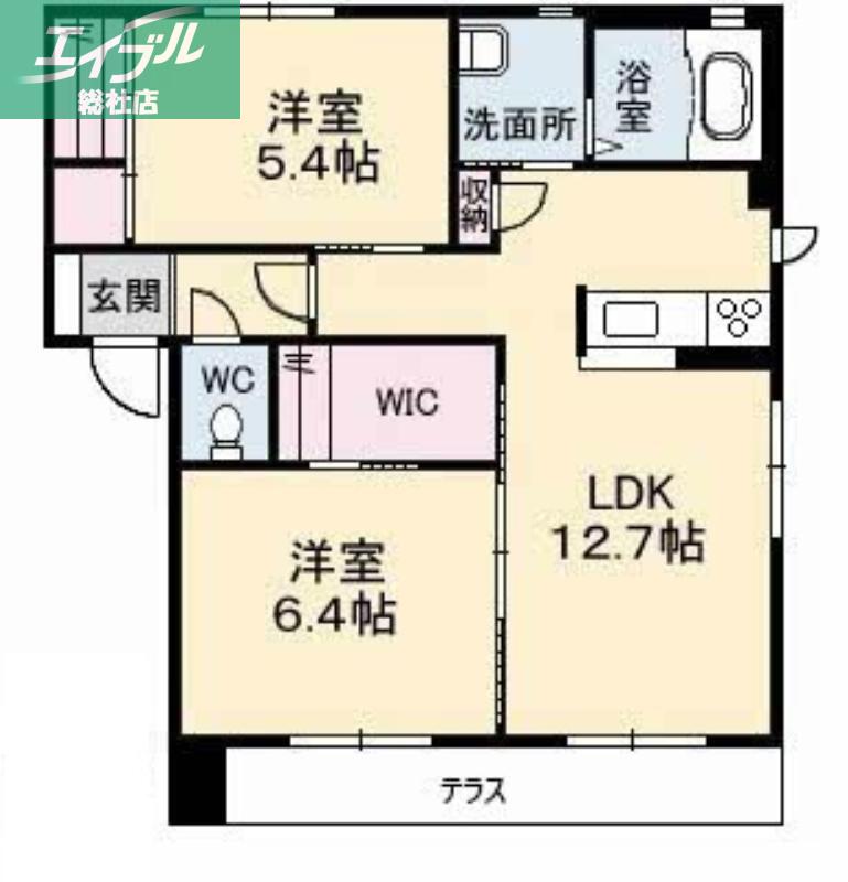 エピナールC棟(2LDK/1階)の間取り写真
