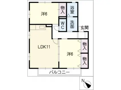 プリメーロ(2LDK/2階)の間取り写真