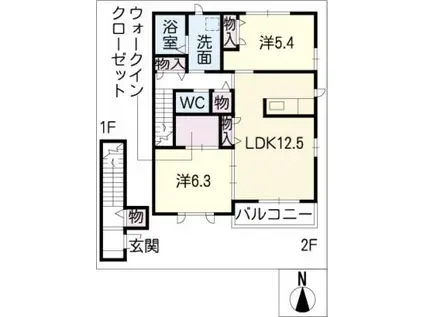 グリーンヒルズ(2LDK/2階)の間取り写真