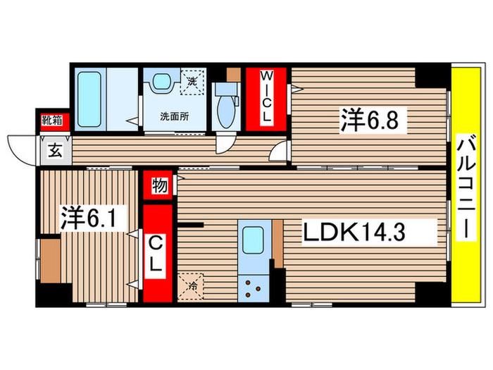 GRAN DUKE高辻(2LDK/4階)の間取り写真