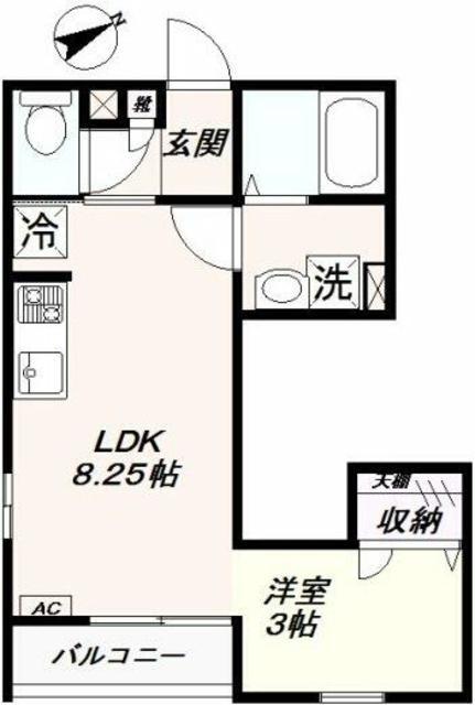 ウィステリア(1LDK/2階)の間取り写真
