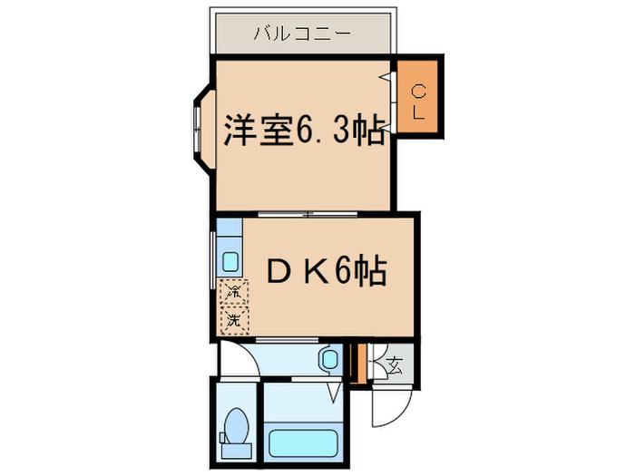 コーポ足柄(1DK/2階)の間取り写真
