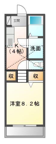 トップハウス明神I・II(1K/1階)の間取り写真