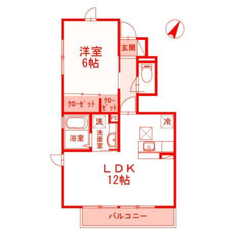 アパートセレッソグランデ(1LDK/1階)の間取り写真