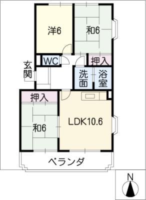 サンフローラ美瀬戸(3LDK/4階)の間取り写真