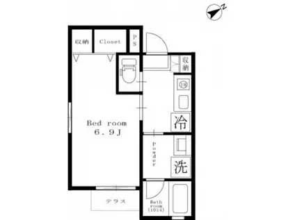 ルクール登戸(1K/1階)の間取り写真