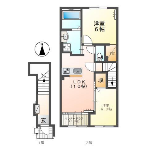 西塚町2丁目アパート(2LDK/2階)の間取り写真