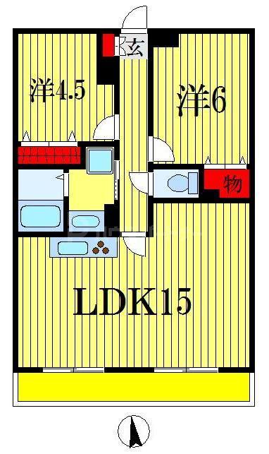 フローラ千葉中央(2LDK/3階)の間取り写真