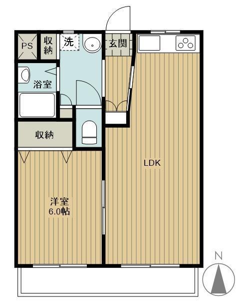 サンハイツ西船(1LDK/2階)の間取り写真