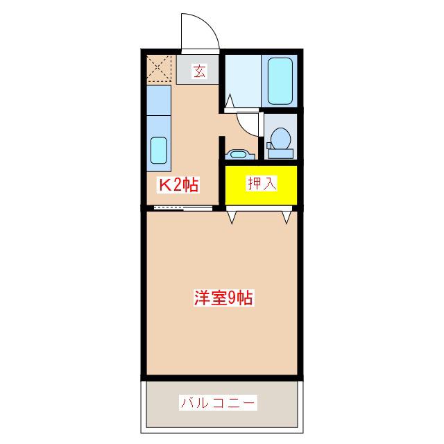 コーポ奈良I(1K/1階)の間取り写真