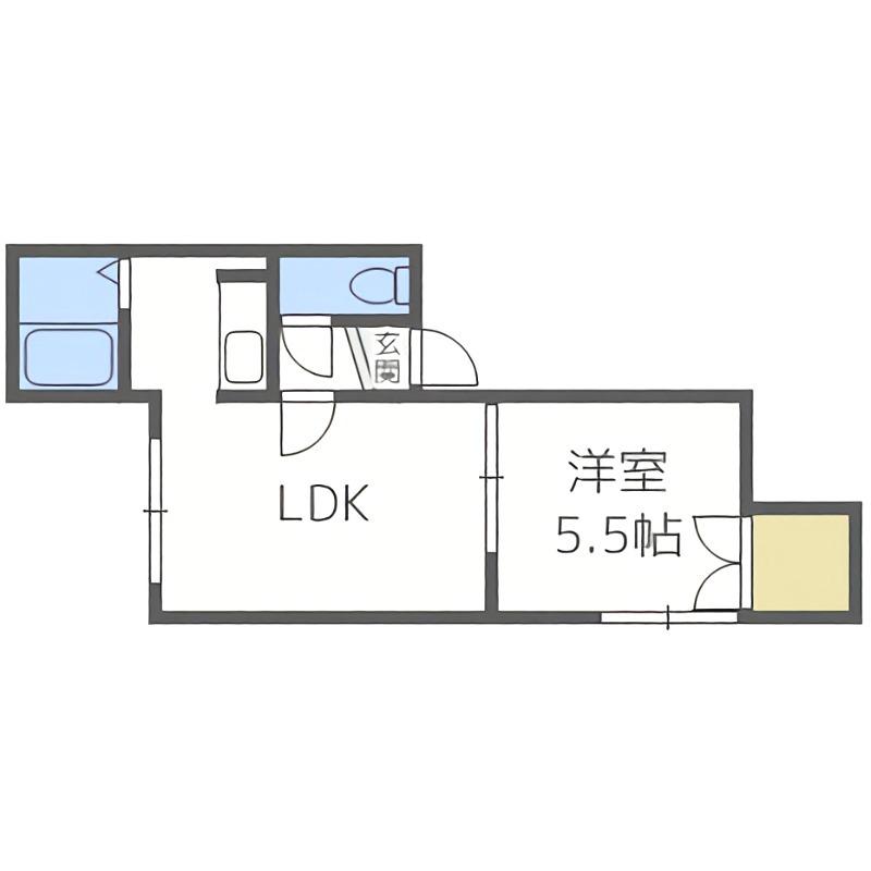 ヒルズ北郷東(1LDK/2階)の間取り写真