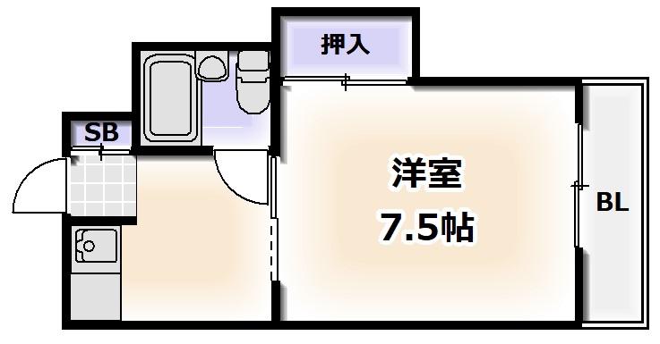 サンハイツヤマサキ(1DK/6階)の間取り写真