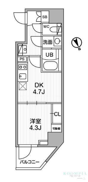 SYFORME江戸川橋(1DK/2階)の間取り写真