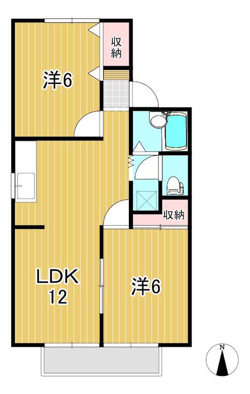 ヴィラみかの原 B(2LDK/1階)の間取り写真