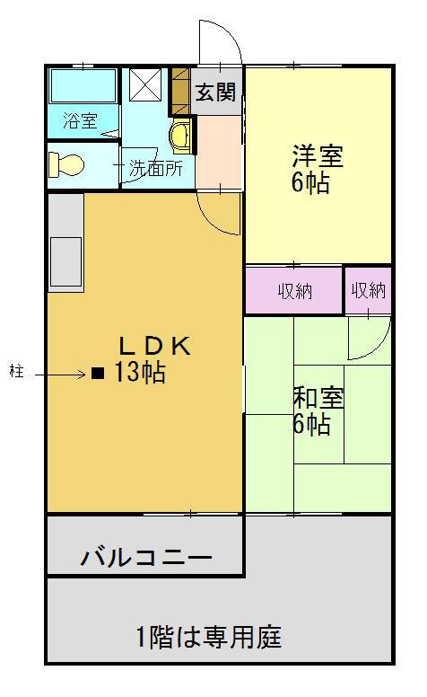ウェルネス松陽(2LDK/1階)の間取り写真