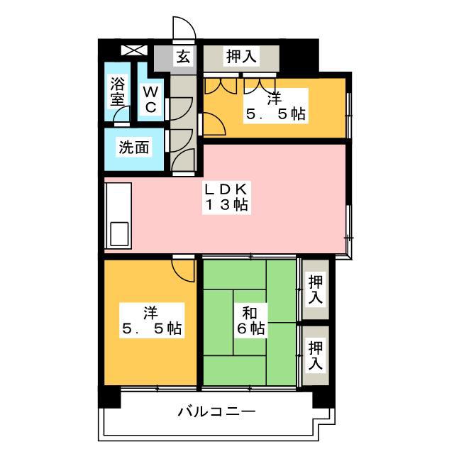 ブラッサム鵜の森(3LDK/5階)の間取り写真