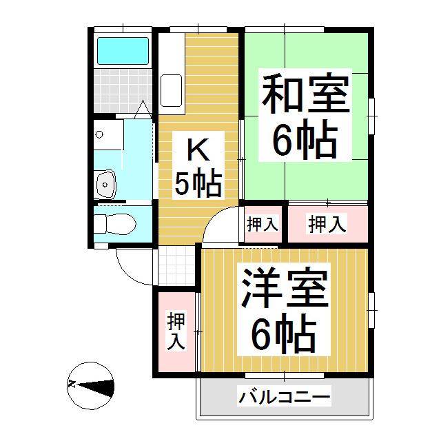 シャトーアベニュー保科(2K/1階)の間取り写真