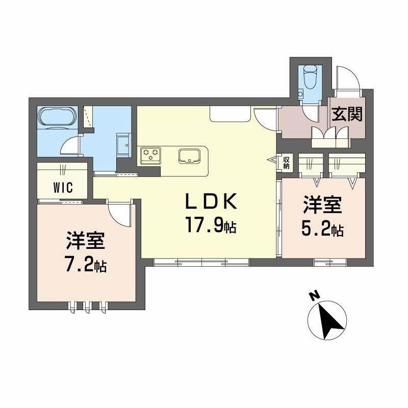 WITHPLUS天保山公園(2LDK/1階)の間取り写真