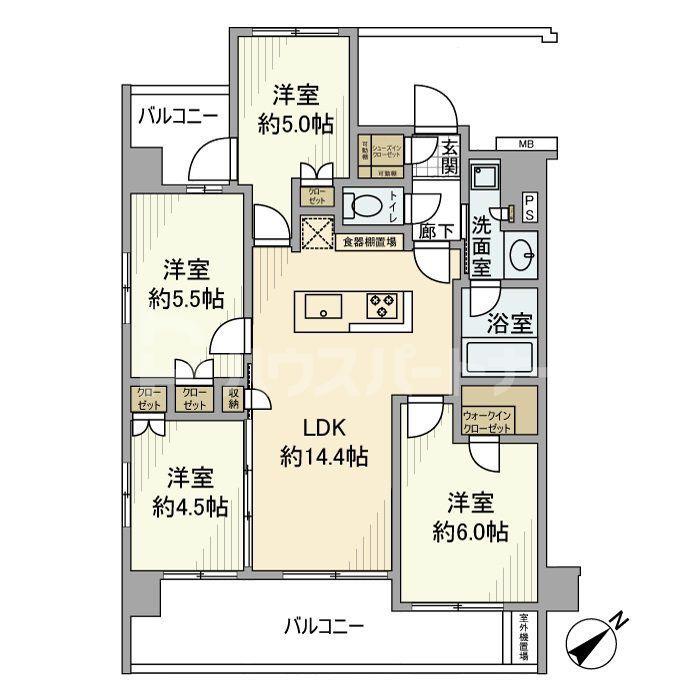 ソルフィエスタ船堀(4LDK/5階)の間取り写真