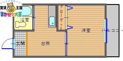 弁天ヒルズ(1K/4階)の間取り写真