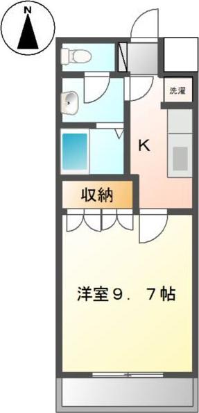 昴1番館(1K/1階)の間取り写真