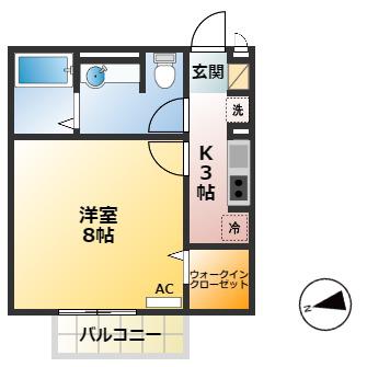 プリムローズ(1K/1階)の間取り写真