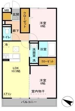 グランメール(2LDK/2階)の間取り写真