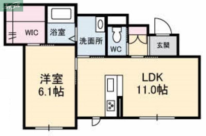 グランマスト西崎 B棟(1LDK/1階)の間取り写真