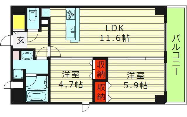 レジデンシア都島アイラ(2LDK/6階)の間取り写真