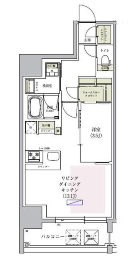 アーバネックス谷町四丁目(1LDK/13階)の間取り写真