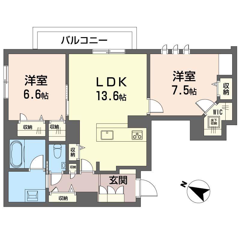 アミコートエムケー(2LDK/1階)の間取り写真