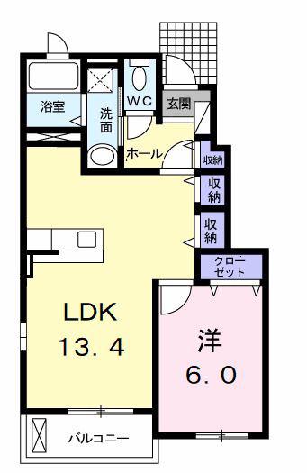 フォルシュ I(1LDK/1階)の間取り写真