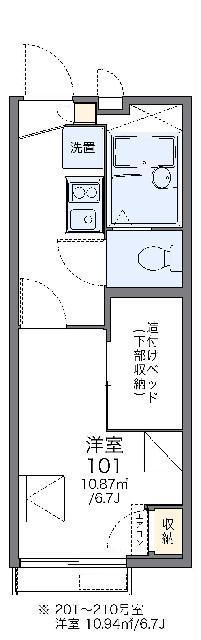 レオパレスシティパルつつじが丘(1K/2階)の間取り写真