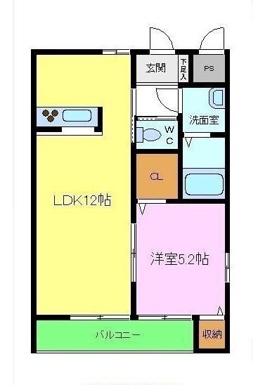 カサベルテ北花田Ⅲ(1LDK/1階)の間取り写真
