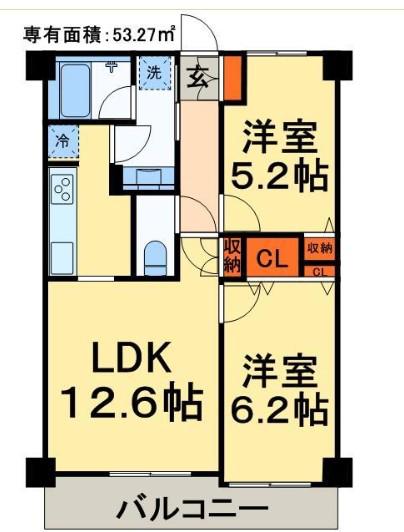 ウッドライク三郷(2LDK/1階)の間取り写真