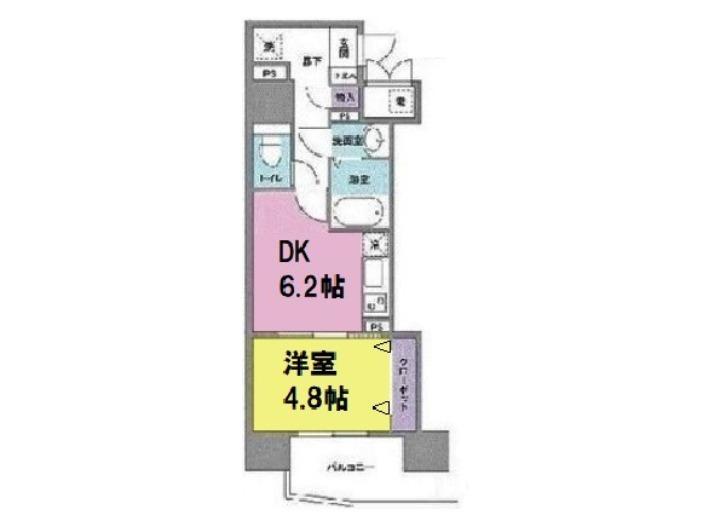 KMレジデンス堺東駅前(1DK/6階)の間取り写真