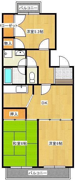 そうりハイツIII号棟(3DK/1階)の間取り写真